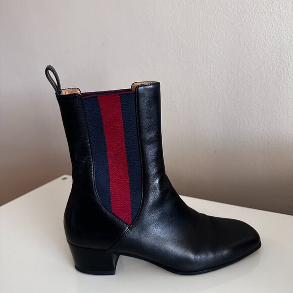Gucci Black Striped Chelsea booties size 37.5 - Picture 11 of 12